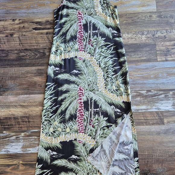 Vintage Tommy Bahama Silk Tropical Hawaii Maxi Shift Dress Sleeveless Green - Picture 5 of 10